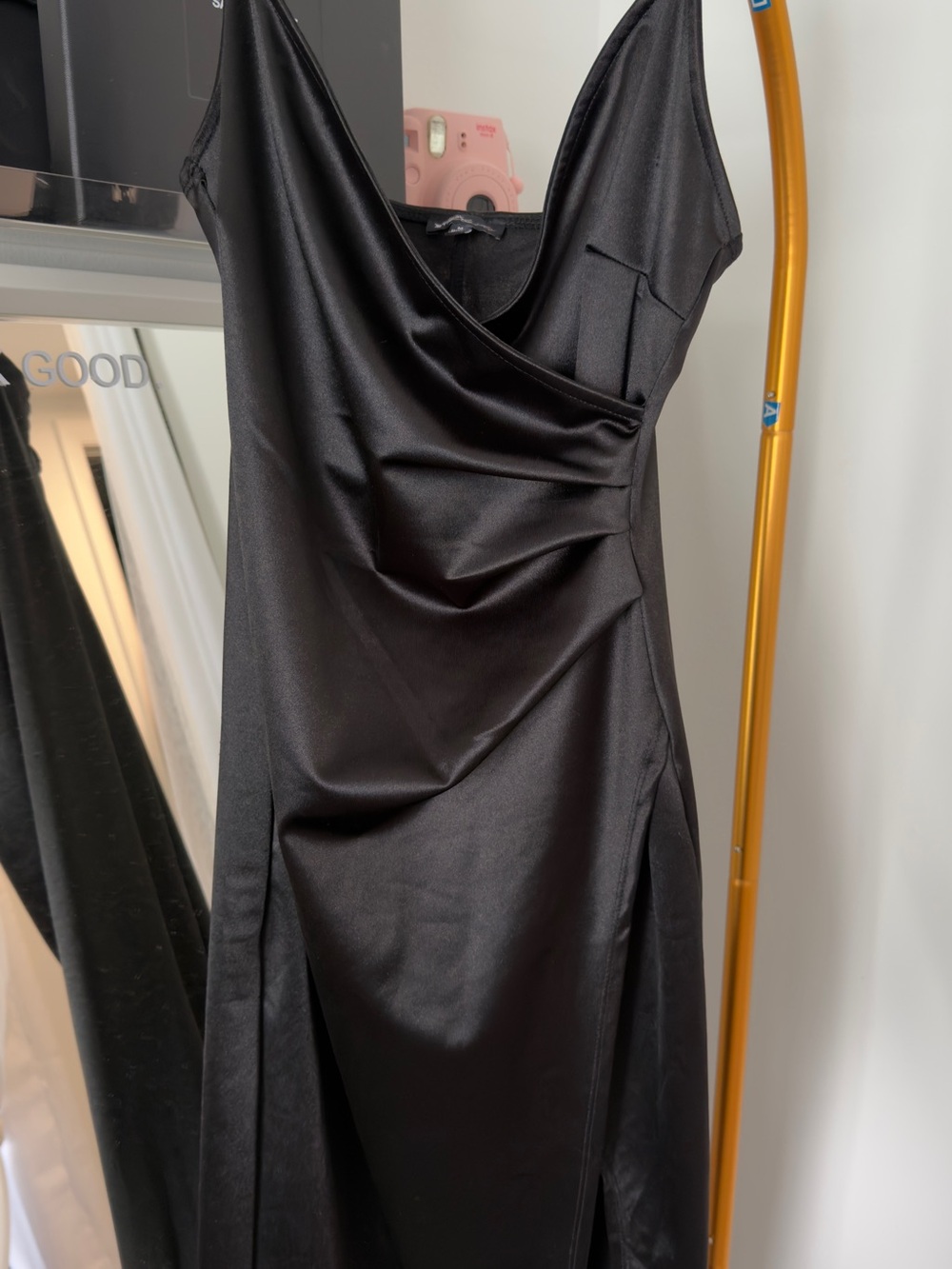Elegant Black Satin Slip Dress